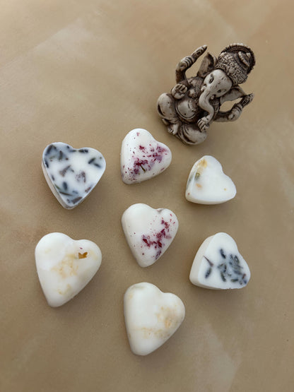 Pack 6 wax melts corazones aromáticos. Lavanda, Rosas y Jazmín