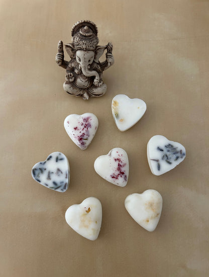 Pack 6 wax melts corazones aromáticos. Lavanda, Rosas y Jazmín